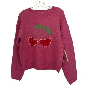 Cherry Heart Pearl Pink Sweater size Med